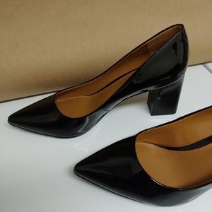 14th & union black faux patent heel